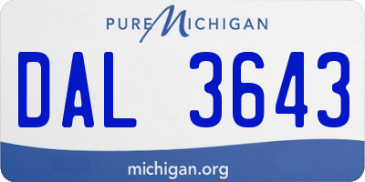 MI license plate DAL3643