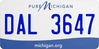 MI license plate DAL3647