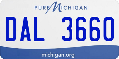 MI license plate DAL3660