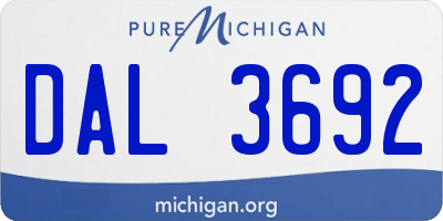 MI license plate DAL3692