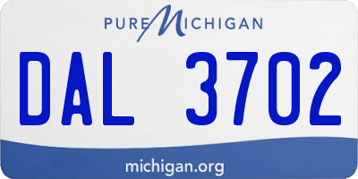 MI license plate DAL3702