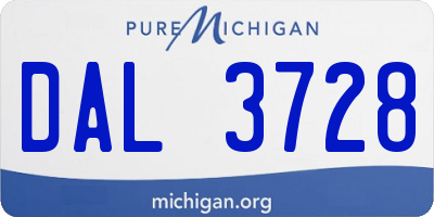 MI license plate DAL3728