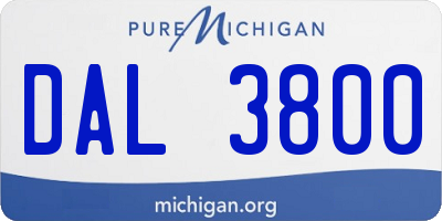 MI license plate DAL3800