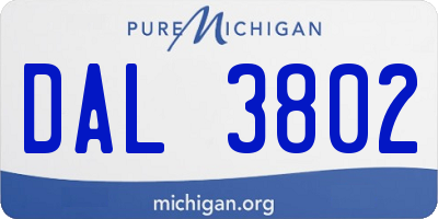 MI license plate DAL3802
