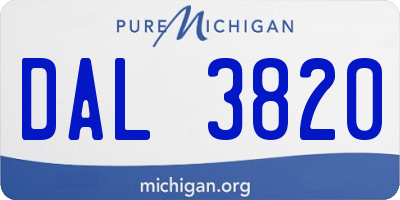 MI license plate DAL3820