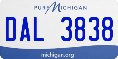 MI license plate DAL3838