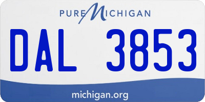 MI license plate DAL3853