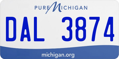 MI license plate DAL3874