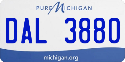 MI license plate DAL3880