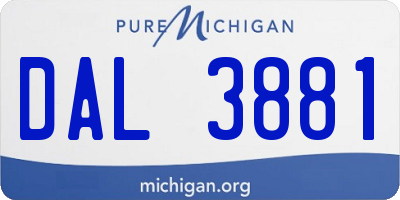 MI license plate DAL3881