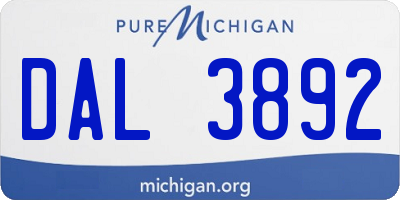 MI license plate DAL3892