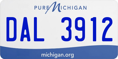MI license plate DAL3912