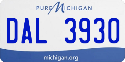 MI license plate DAL3930