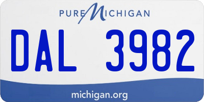 MI license plate DAL3982