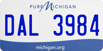 MI license plate DAL3984