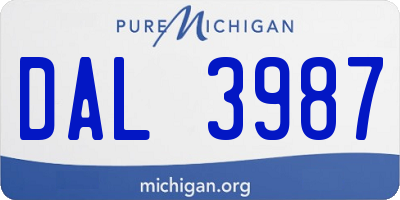 MI license plate DAL3987