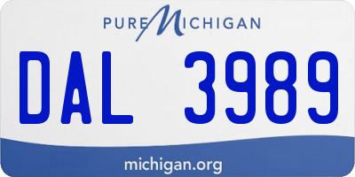 MI license plate DAL3989