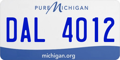 MI license plate DAL4012