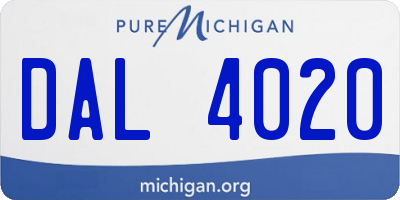 MI license plate DAL4020