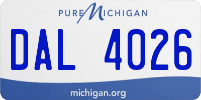 MI license plate DAL4026
