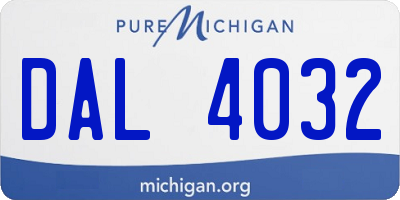 MI license plate DAL4032