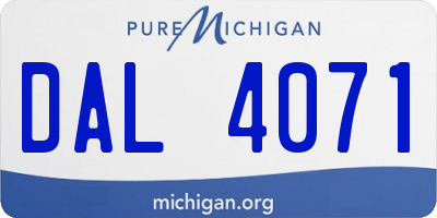 MI license plate DAL4071