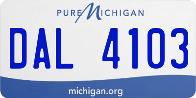 MI license plate DAL4103
