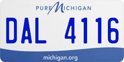 MI license plate DAL4116