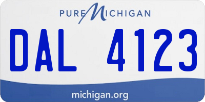MI license plate DAL4123