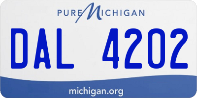 MI license plate DAL4202