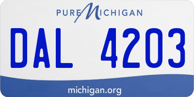 MI license plate DAL4203