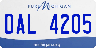 MI license plate DAL4205