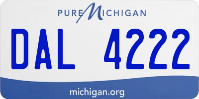 MI license plate DAL4222