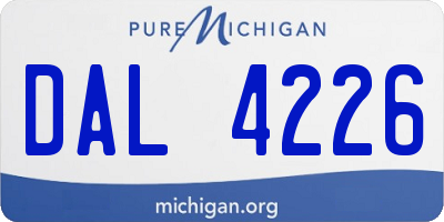 MI license plate DAL4226