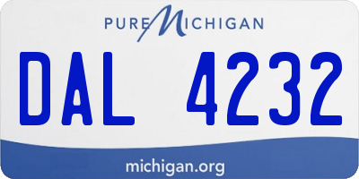 MI license plate DAL4232