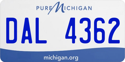 MI license plate DAL4362