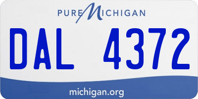 MI license plate DAL4372