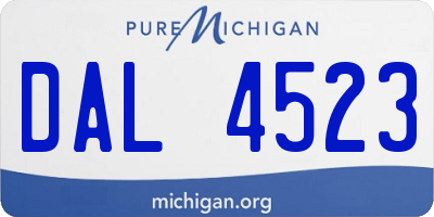 MI license plate DAL4523
