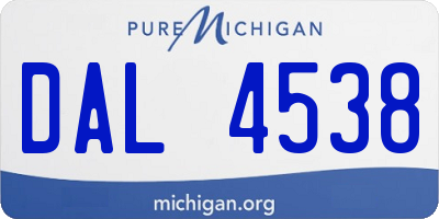 MI license plate DAL4538