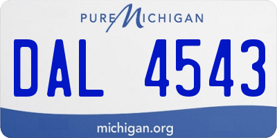 MI license plate DAL4543