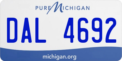 MI license plate DAL4692