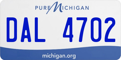 MI license plate DAL4702