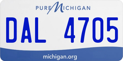 MI license plate DAL4705