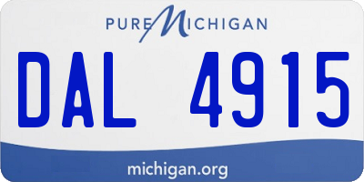 MI license plate DAL4915