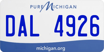 MI license plate DAL4926