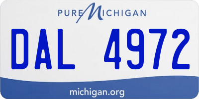 MI license plate DAL4972