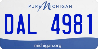 MI license plate DAL4981