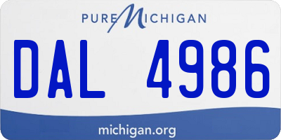 MI license plate DAL4986