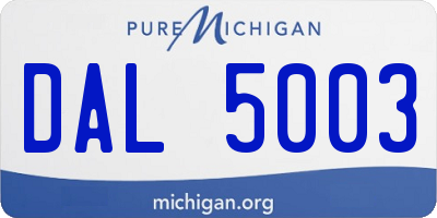 MI license plate DAL5003