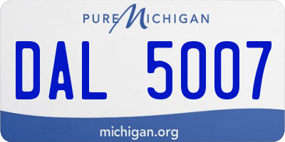 MI license plate DAL5007